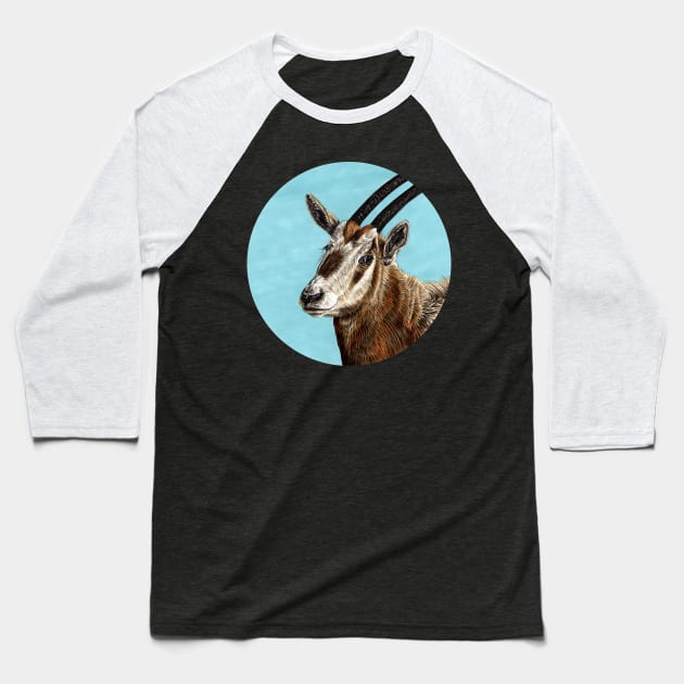 Scimitar-horned oryx illustration Baseball T-Shirt by lorendowding